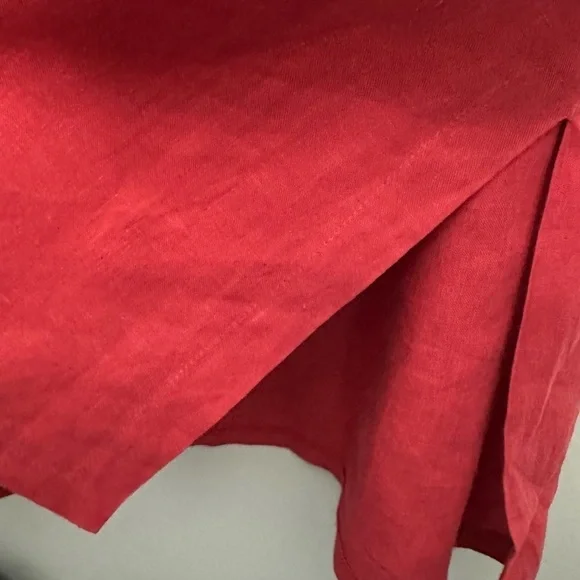 MoiCani Red Linen Button Down Tunic Shirt - Picture 6 of 8